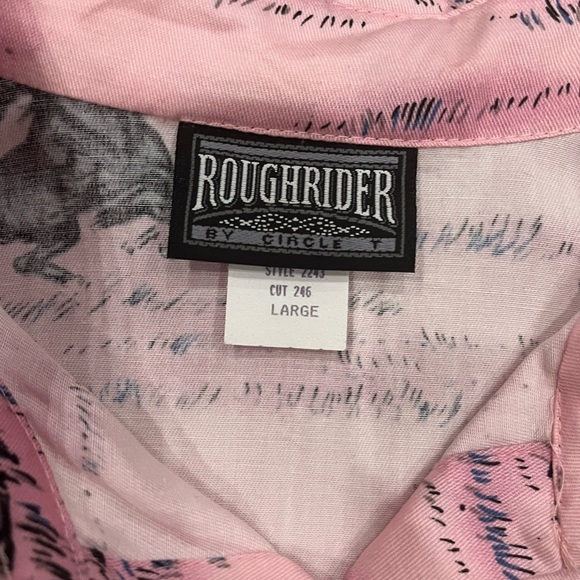[L]VTG Roughrider by Circle T Pink Horse Print Button LS Shirt - Picture 2 of 7